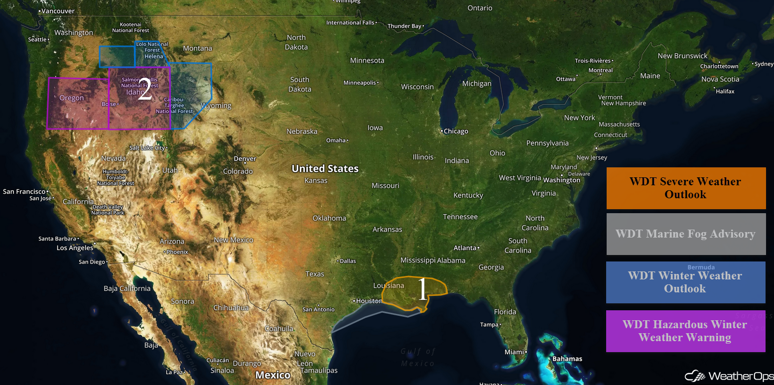National Weather Summary for Tuesday, December 13, 2016