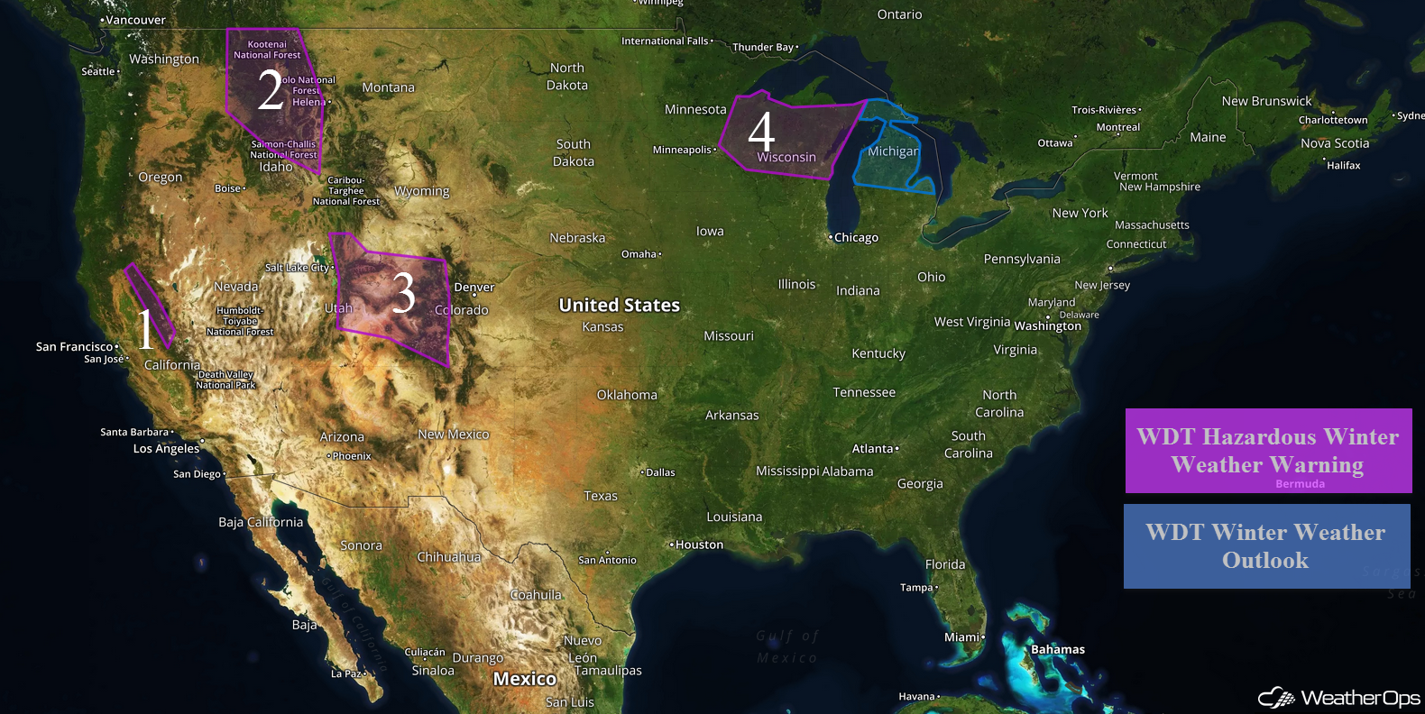 National Weather Summary for Monday, January 9, 2017