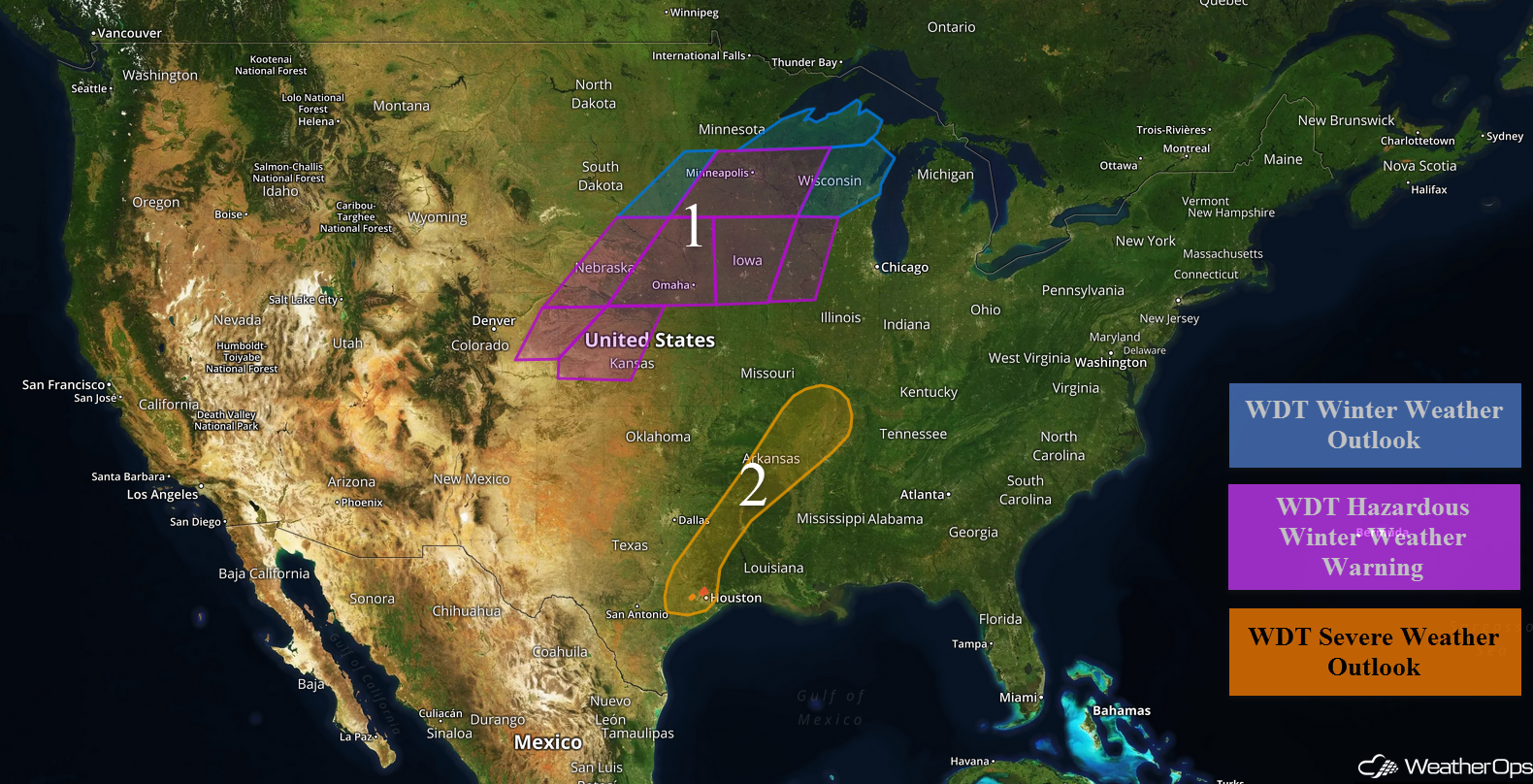 National Weather Summary for Monday, January 16, 2017