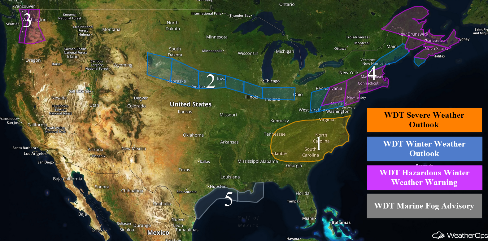 National Weather Summary for Wednesday, February 8, 2017