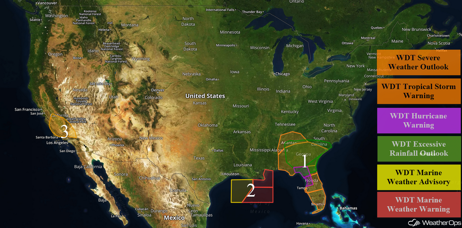National Weather Summary for Monday, September 11, 2017