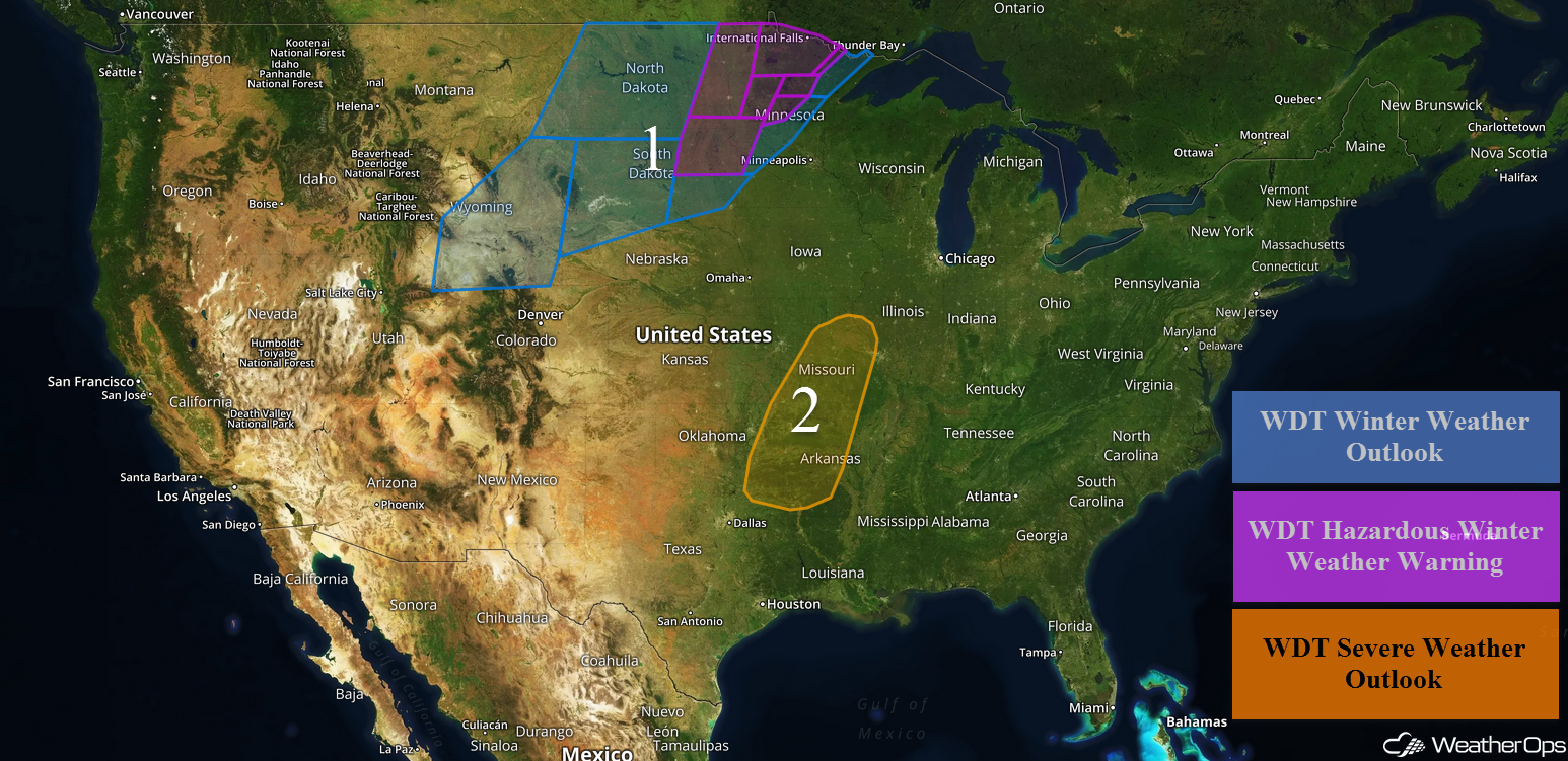 National Weather Summary for Monday, December 4, 2017