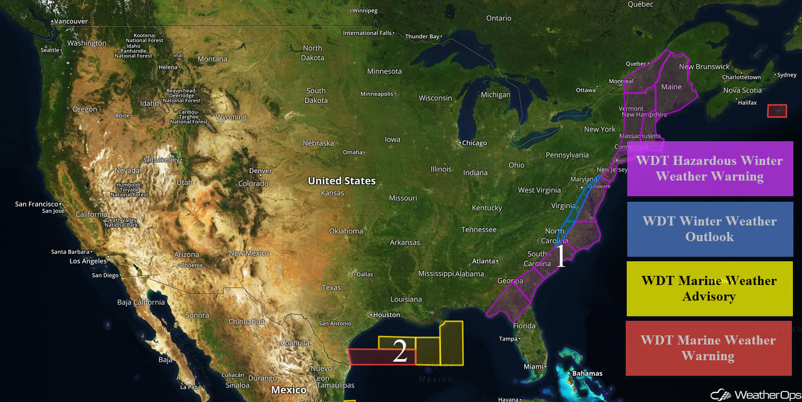 National Weather Summary for Wednesday, January 3, 2018