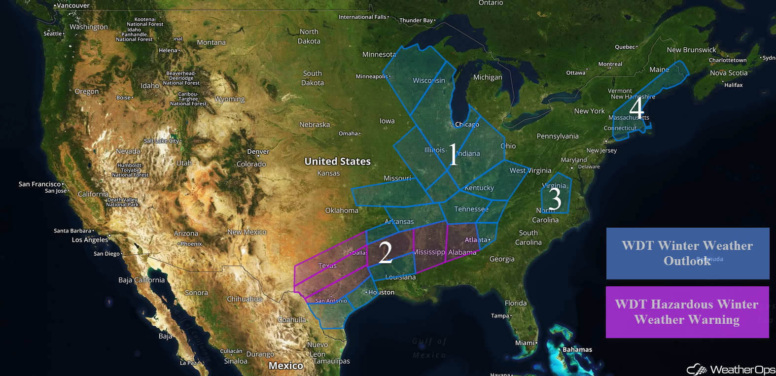 National Weather Summary for Monday, January 15, 2018