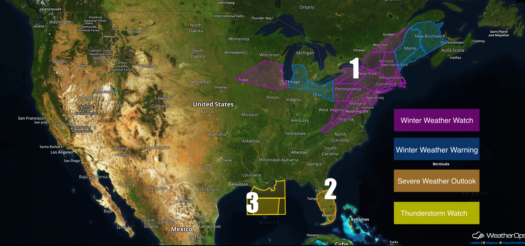 National Weather Summary for Monday, March 13, 2017