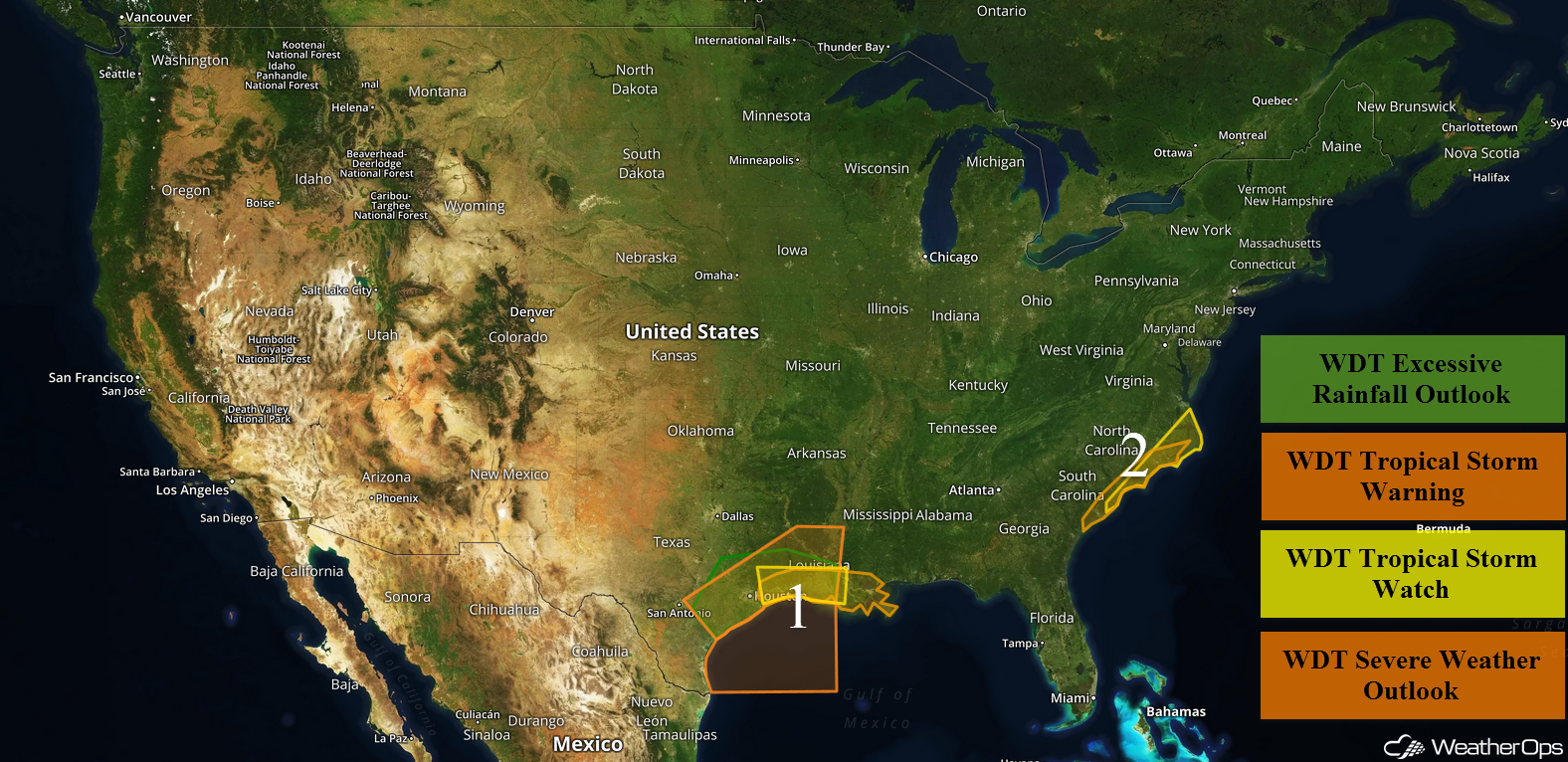 National Weather Summary for Monday, August 28, 2017