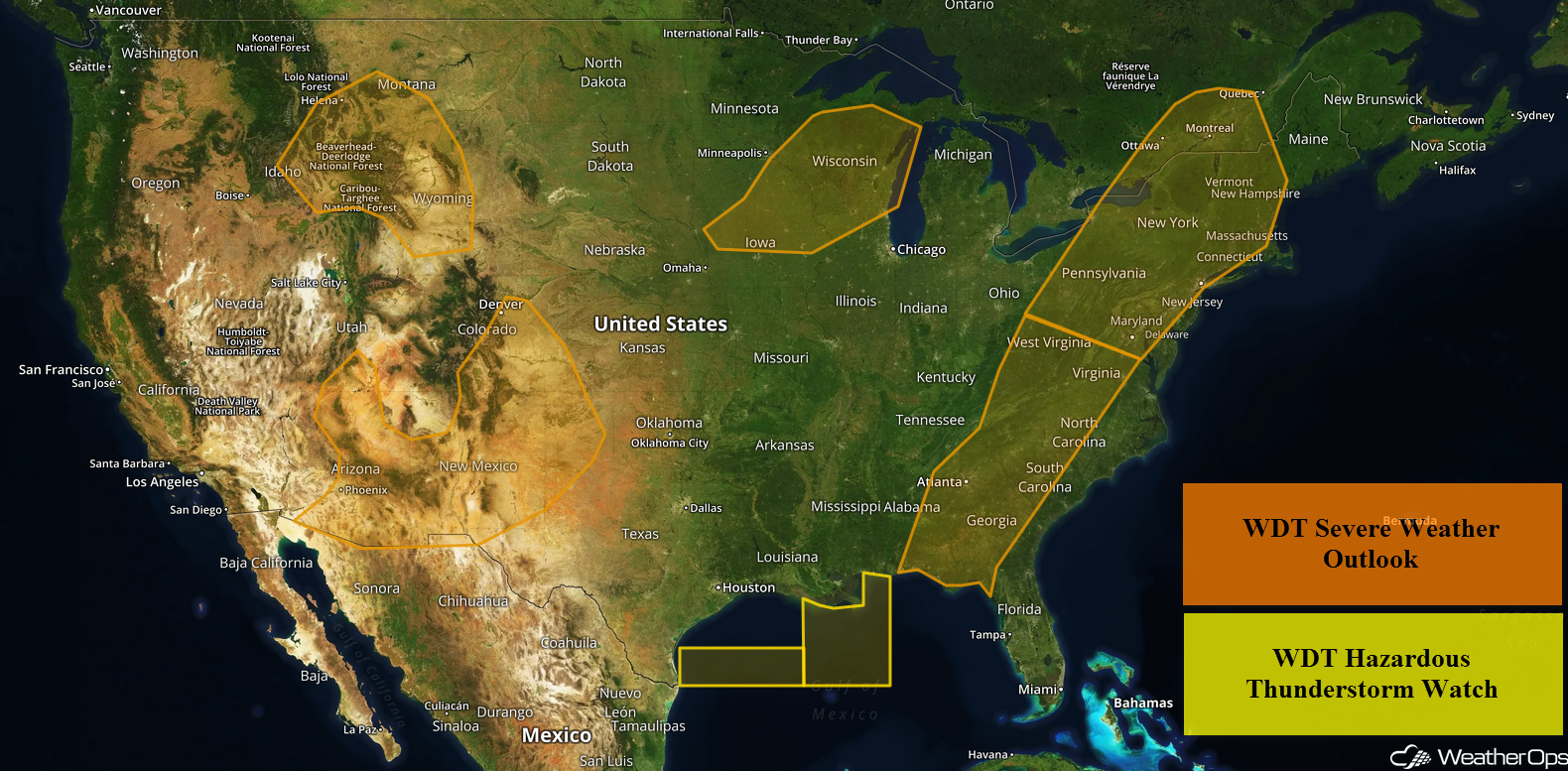 National Weather Summary for Wednesday, August 1, 2018