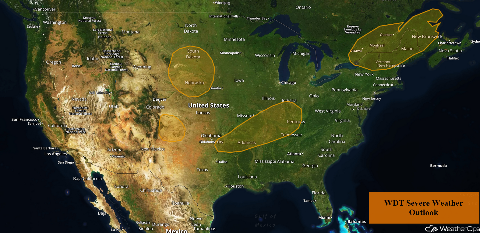 National Weather Summary for Wednesday, August 15, 2018