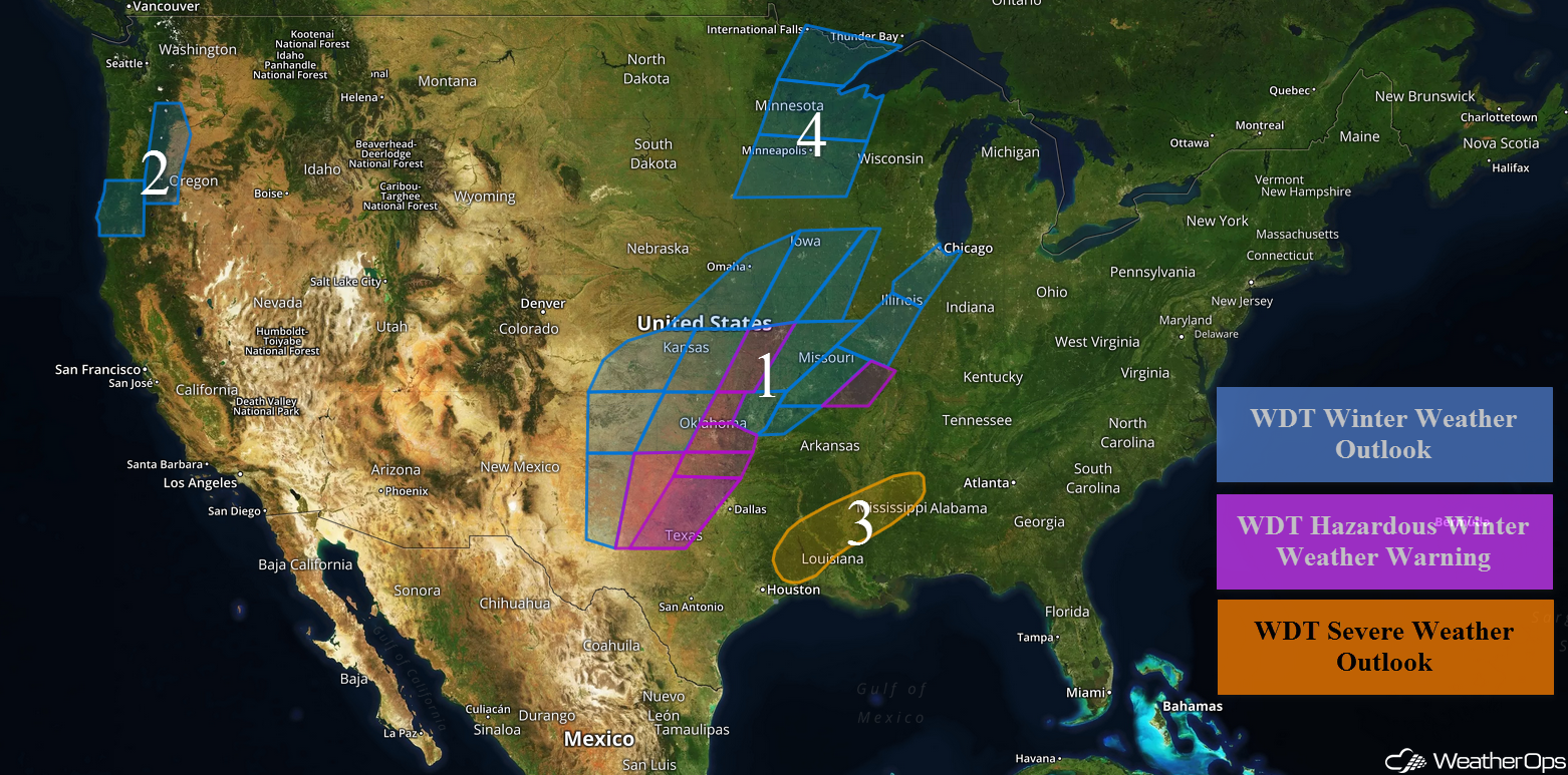 National Weather Summary for Wednesday, February 21, 2018