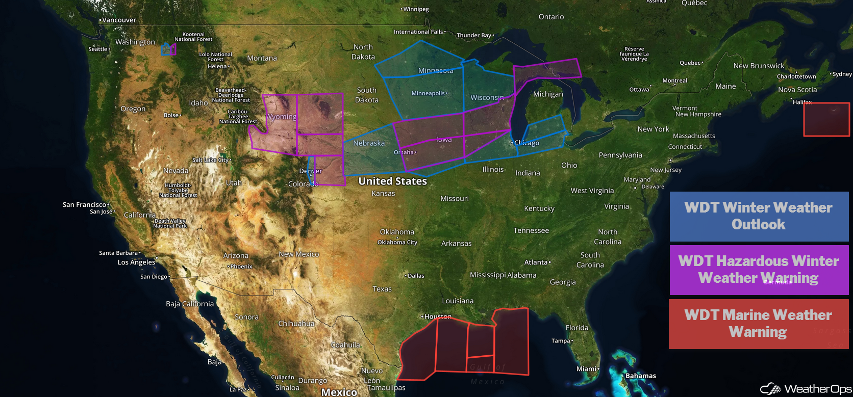 National Weather Summary for Tuesday, January 22, 2019