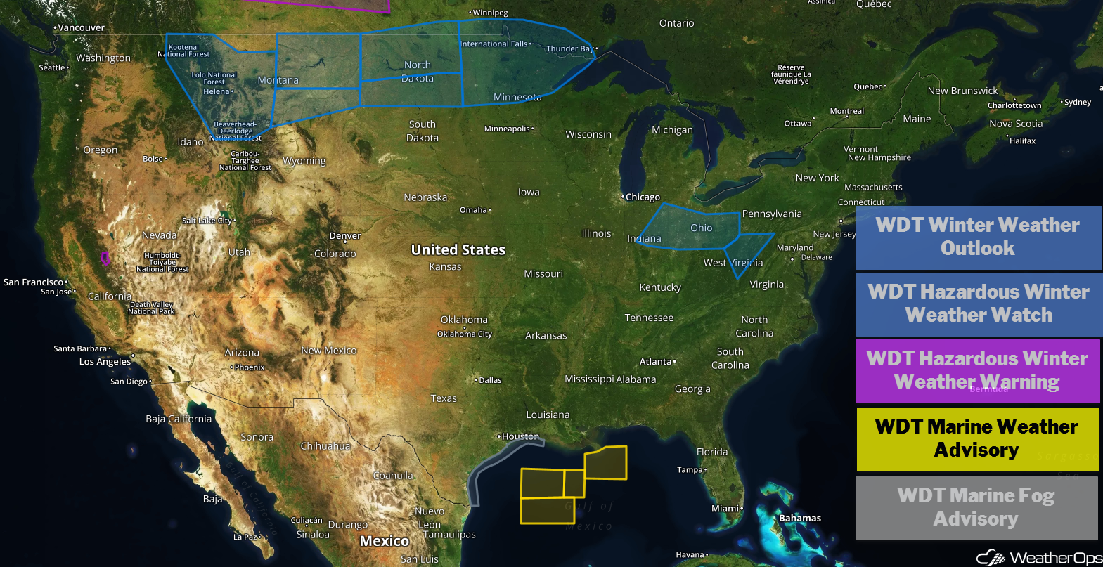 National Weather Summary for Friday, February 1, 2019