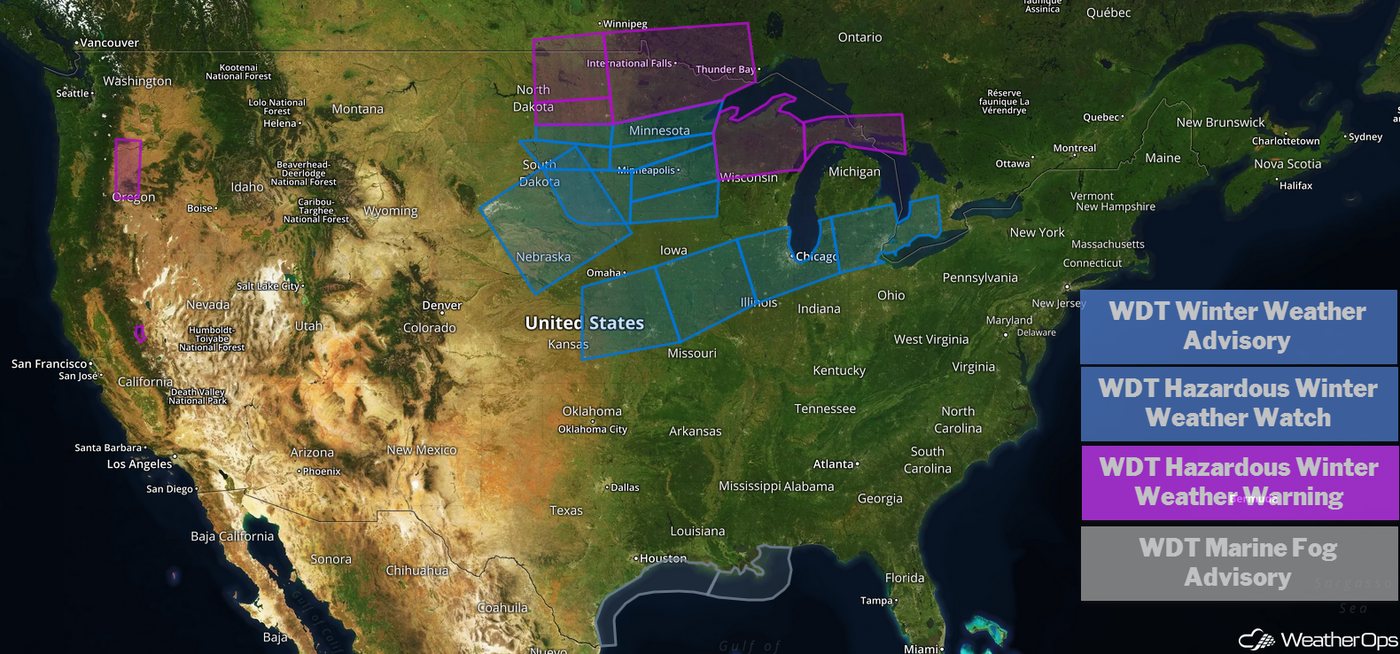 National Weather Summary for Monday, February 4, 2019