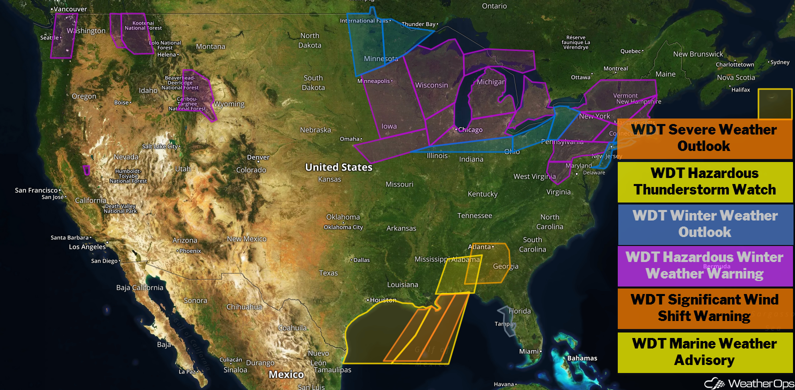 National Weather Summary for Tuesday, February 12, 2019