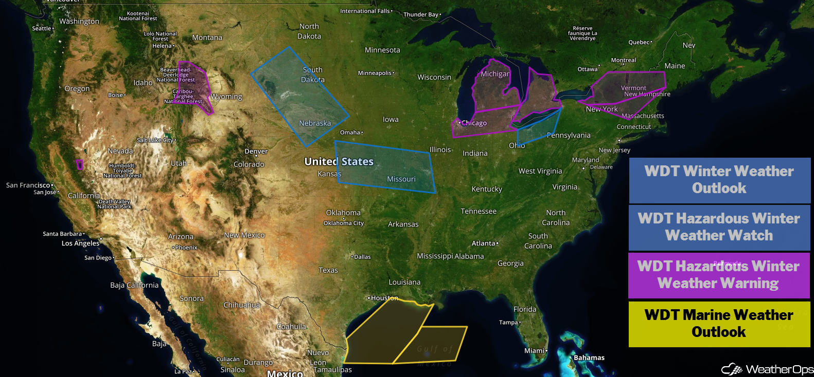 National Weather Summary for Wednesday, February 13, 2019