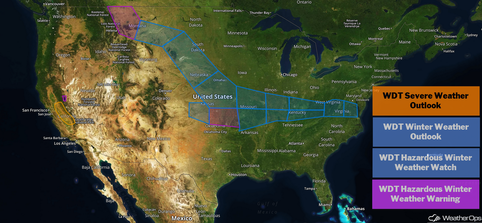 National Weather Summary for Thursday, February 14, 2019